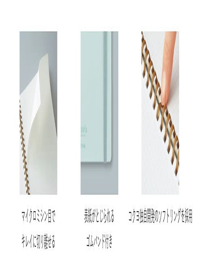 KOKUYO Graph Journal Notebook, Sooofa 7.2'' x 5.5'' Soft Ring Notebook for Women 4mm Grid Ruled, 80 Perforated Sheets, Green, B6 Notebook for Work Journals for Writing. Japan Import (SU-SV748S4-G) - Image 4